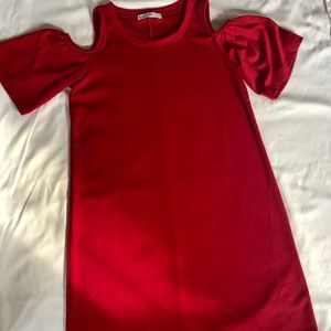 Brilliant red semi- off shoulder dress